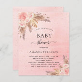 Papier Budget Baby shower boho pampas herbe rose pâle (Devant / Derrière)