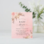 Papier Budget Baby shower boho pampas herbe rose pâle (Debout devant)