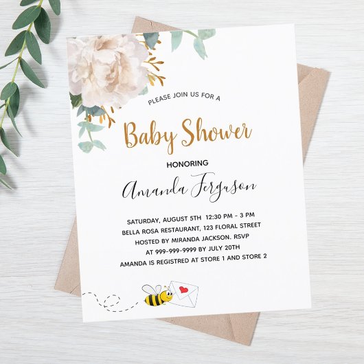Papier Budget Baby shower bourdon abeille végétation fleu