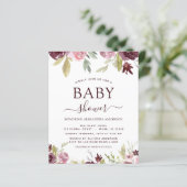 Papier Budget Baby shower Bourgogne Aquarelle Florale (Debout devant)