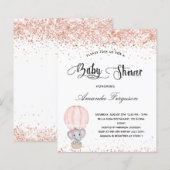 Papier Budget Baby shower éléphant fille rougir blanc (Devant / Derrière)