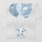 Papier Budget Baby shower éléphant garçon bleu invitation (Dos)