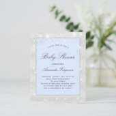 Papier Budget Baby shower garçon argent bleu invitation (Debout devant)