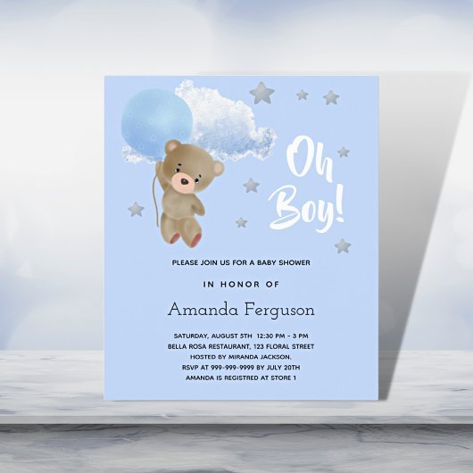 Papier Budget Baby shower garçon en peluche invitation