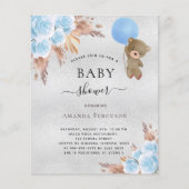 Papier Budget Baby shower pampas herbe argent peluche (Devant)