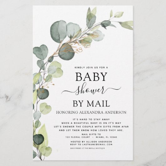 Papier Budget Baby shower Par Mail Eucalyptus (Devant)