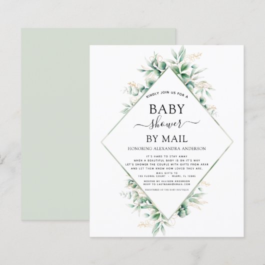Papier Budget Baby shower par Mail Eucalyptus Géométrique (Devant / Derrière)
