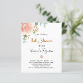 Papier Budget Baby shower rose fille eucalyptus floral (Debout devant)