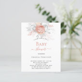 Papier Budget Baby shower rose or floraux argent blanc (Debout devant)