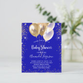 Papier Budget baby shower royal bleu or invitation (Debout devant)