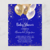 Papier Budget baby shower royal bleu or invitation (Devant)