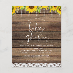 Papier Budget Baby Shower Rustic Sunflower Invitation