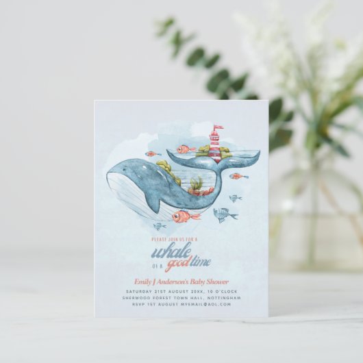 Papier BUDGET Baby shower Sea Life Whale Boys Invitation  (Debout devant)