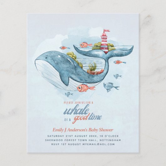 Papier BUDGET Baby shower Sea Life Whale Boys Invitation (Devant)