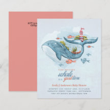 BUDGET Baby shower Sea Life Whale Boys Invitation 