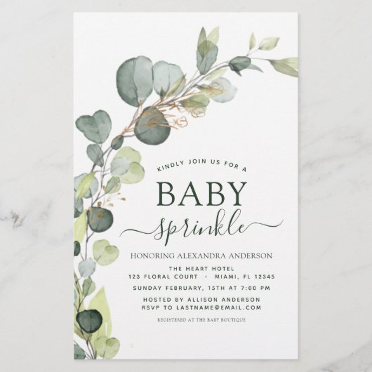 Papier Budget Baby Sprinkle Douche verdure Eucalyptus (Devant)