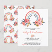 Papier Budget Baby Sprinkle Rainbow Floral Invitation (Devant / Derrière)