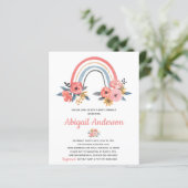 Papier Budget Baby Sprinkle Rainbow Floral Invitation (Debout devant)