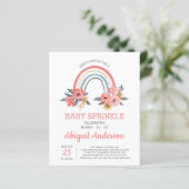 Papier Budget Baby Sprinkle Rainbow Floral Invitation (Debout devant)