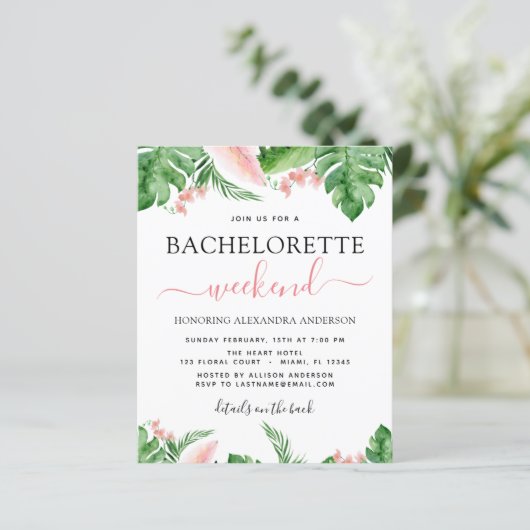 Papier Budget Bachelorette Week-end Itinéraire Tropical (Debout devant)