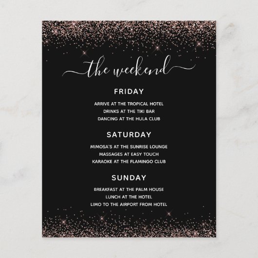 Papier Budget Bachelorette Week-end Rose Rose Gold Partie (Dos)