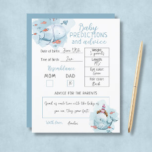 Papier Budget Baleine Baby shower Bébé Prédictions et con