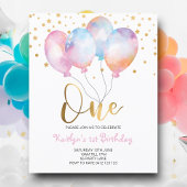 Papier Budget Ballons mignons Pink Or One Invitation