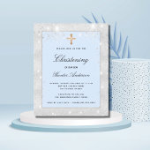 Papier Budget baptême argent bleu garçon invitation
