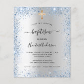 Papier Budget baptême argent bleu garçon parties scintill (Devant)