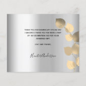 Papier Budget baptême argent eucalyptus photo remerciemen (Dos)