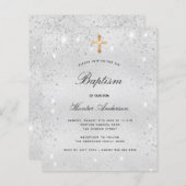 Papier Budget baptême argent parties scintillant garçon f (Devant / Derrière)