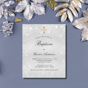 Papier Budget baptême argent parties scintillant invitati