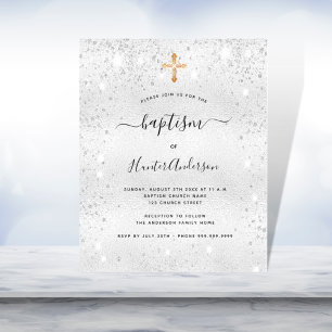 Papier Budget baptême argent parties scintillant invitati