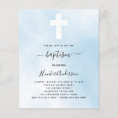 Papier Budget baptême bleu ciel garçon croisé invitation (Devant)