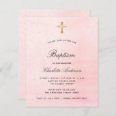 Papier Budget baptême blush rose or fille invitation (Devant / Derrière)