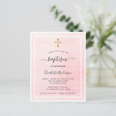 Papier Budget baptême blush rose or fille invitation (Debout devant)