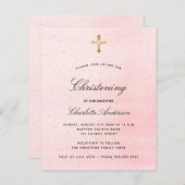 Papier Budget baptême blush rose or fille invitation (Devant / Derrière)