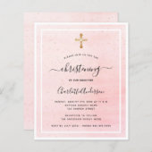 Papier Budget baptême blush rose or fille invitation (Devant / Derrière)