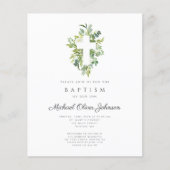 Papier Budget Baptême Botanique Religieux Invitation (Devant)