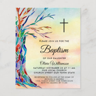 Papier Budget Baptême coloré Christening Invitation