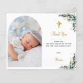 Papier Budget baptême eucalyptus arche photo merci (Devant)