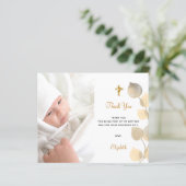 Papier Budget baptême eucalyptus photo golden merci (Debout devant)