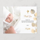 Papier Budget baptême eucalyptus photo golden merci (Devant)