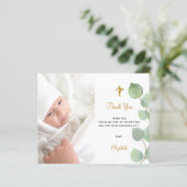 Papier Budget baptême eucalyptus photo merci (Debout devant)