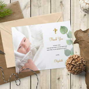 Papier Budget baptême eucalyptus photo merci