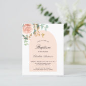 Papier Budget baptême eucalyptus rose or arc floral (Debout devant)