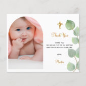 Papier Budget baptême fille eucalyptus photo merci (Devant)