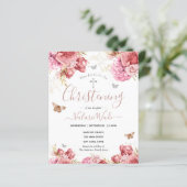 Papier Budget baptême floral papillons roses (Debout devant)