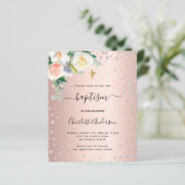 Papier Budget baptême floral rose or rose fille élégante (Debout devant)