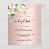 Papier Budget baptême floral rose or rose fille élégante (Devant)